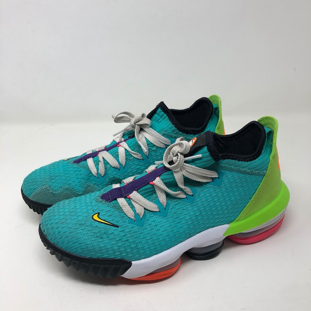 Nike LeBron 16 Low Mens 7.5 Basketball Shoes Hyper Jade Orange Green CI2668-301 - Picture 4 of 15